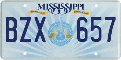 MS license plate BZX657