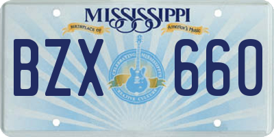 MS license plate BZX660