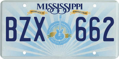 MS license plate BZX662