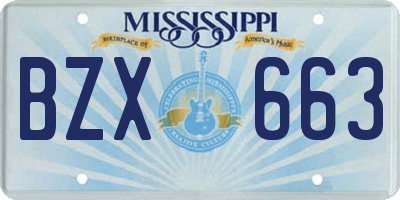 MS license plate BZX663