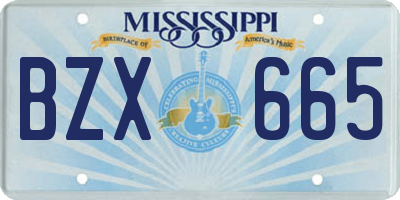 MS license plate BZX665