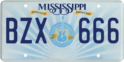 MS license plate BZX666