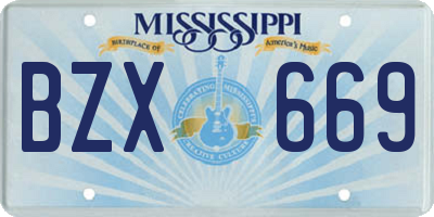 MS license plate BZX669