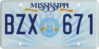 MS license plate BZX671