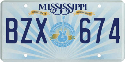 MS license plate BZX674
