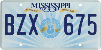 MS license plate BZX675