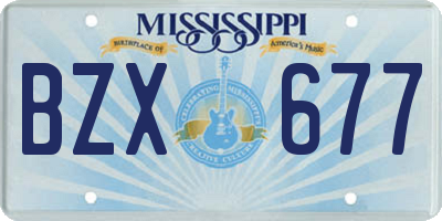 MS license plate BZX677