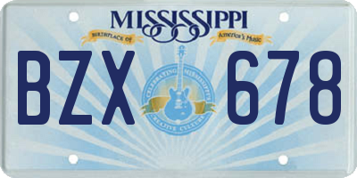 MS license plate BZX678