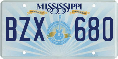 MS license plate BZX680