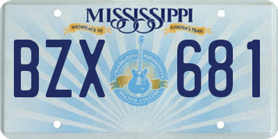 MS license plate BZX681