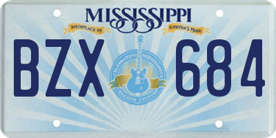 MS license plate BZX684