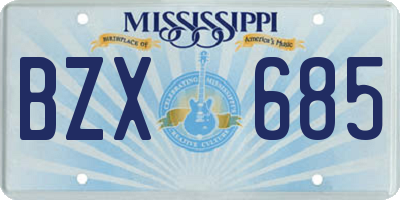 MS license plate BZX685