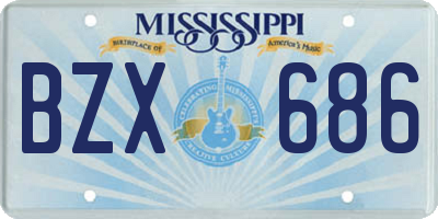 MS license plate BZX686