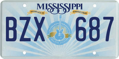 MS license plate BZX687