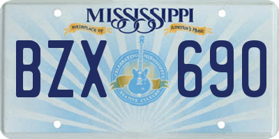 MS license plate BZX690