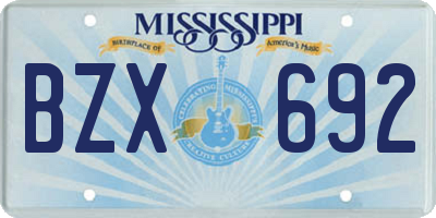 MS license plate BZX692