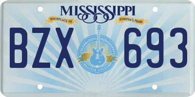 MS license plate BZX693