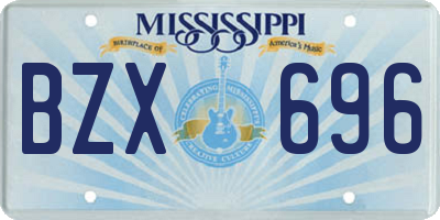MS license plate BZX696