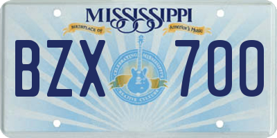 MS license plate BZX700