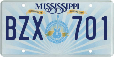 MS license plate BZX701
