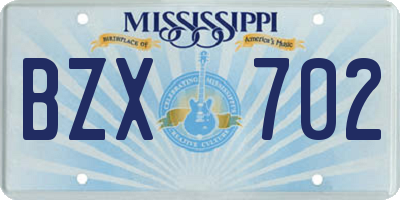 MS license plate BZX702