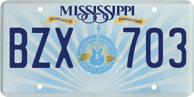 MS license plate BZX703