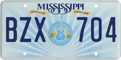 MS license plate BZX704