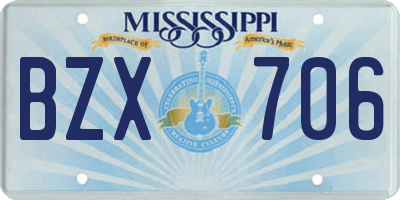 MS license plate BZX706