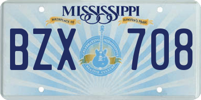 MS license plate BZX708