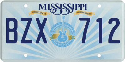 MS license plate BZX712