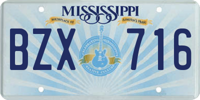 MS license plate BZX716