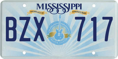 MS license plate BZX717