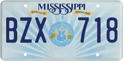 MS license plate BZX718