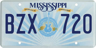 MS license plate BZX720
