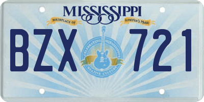 MS license plate BZX721