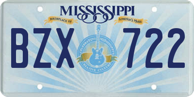 MS license plate BZX722