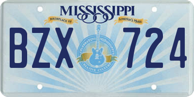MS license plate BZX724