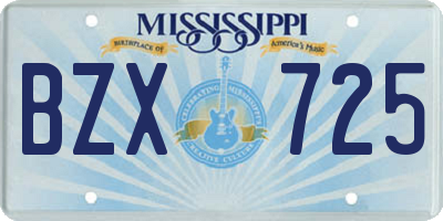 MS license plate BZX725