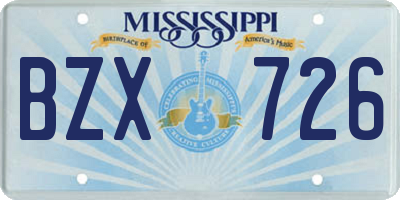 MS license plate BZX726