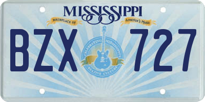 MS license plate BZX727