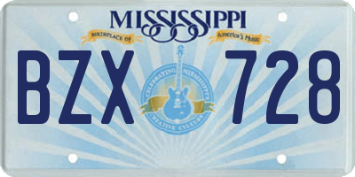 MS license plate BZX728