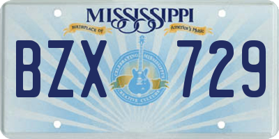 MS license plate BZX729