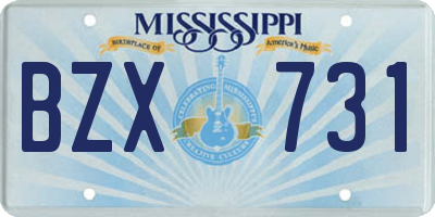 MS license plate BZX731