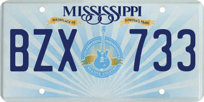 MS license plate BZX733