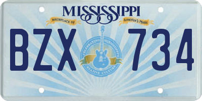 MS license plate BZX734