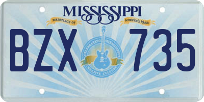 MS license plate BZX735
