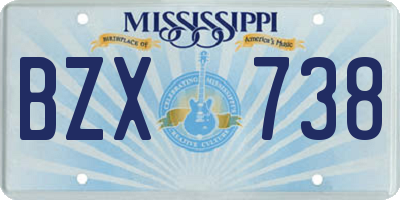 MS license plate BZX738