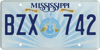 MS license plate BZX742