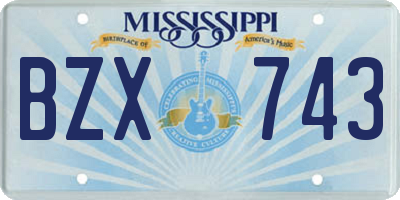 MS license plate BZX743