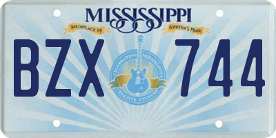 MS license plate BZX744